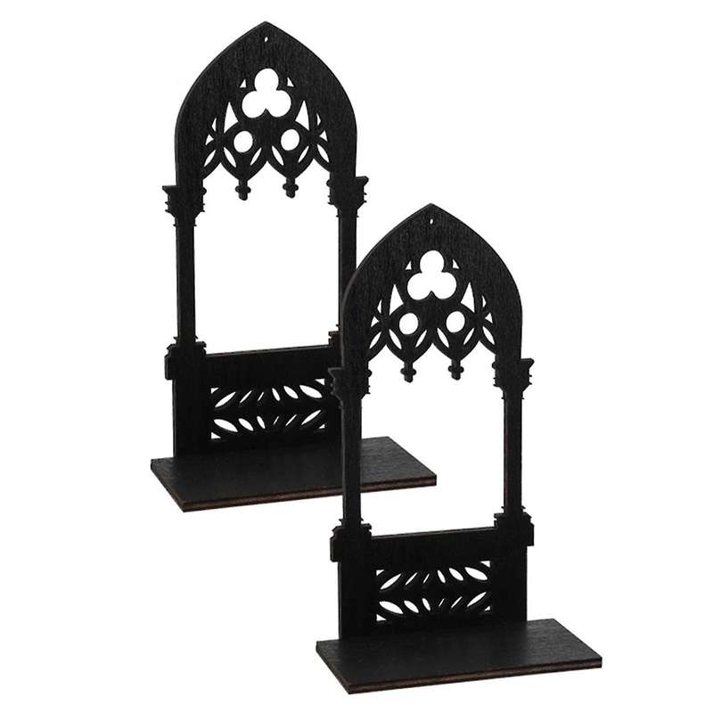 2Pcs Gothic Arch Architectural Candle Holder Wrought Iron Home Decoration Candle Holder