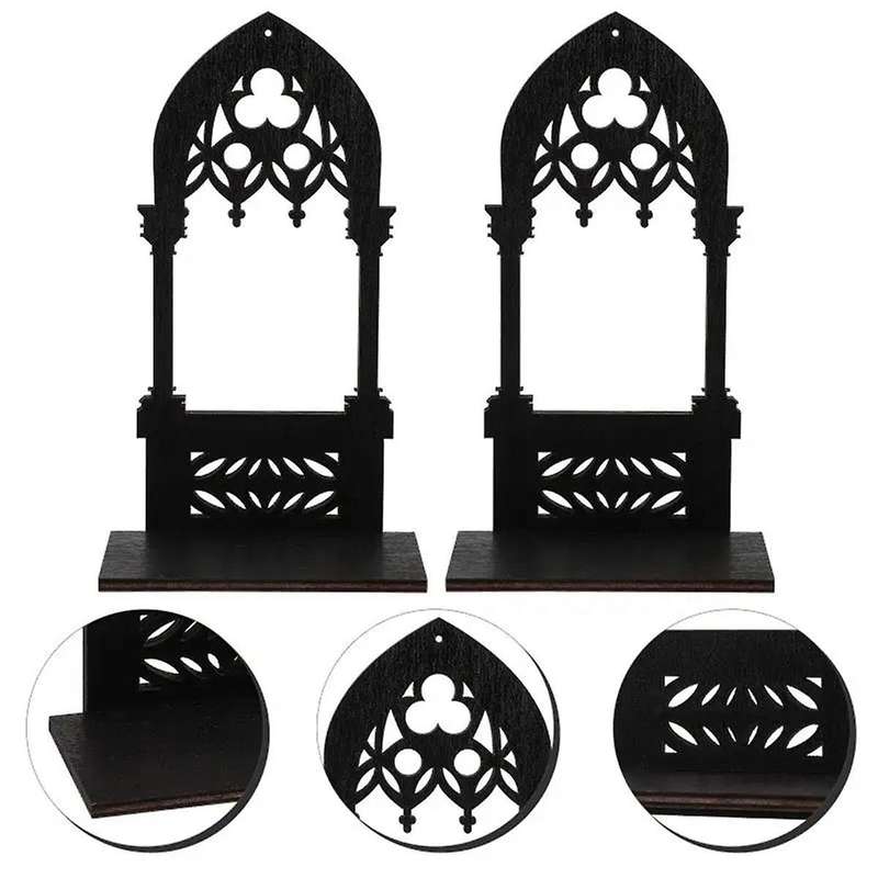 2Pcs Gothic Arch Architectural Candle Holder Wrought Iron Home Decoration Candle Holder