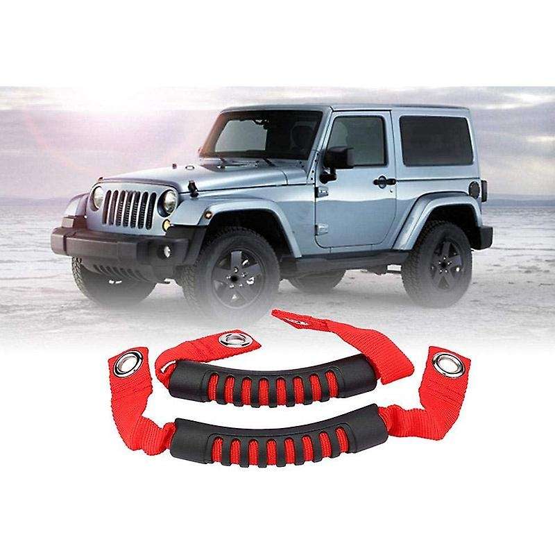 2Pcs Grab Handles Red Rear Seat Safety Grab Padded Roll Bars for JK TJ