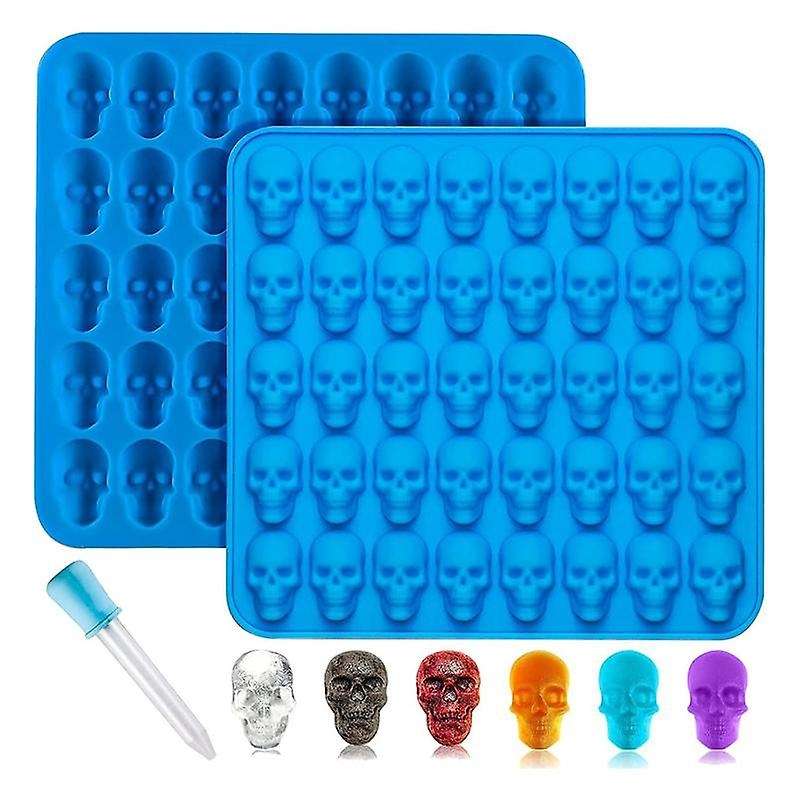 2pcs Gummy Skull Molds Silicone,chocolate Gummy Molds with 1 Droppers Nonstick Food Grade Silicone