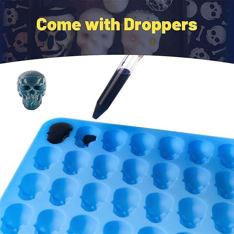 2pcs Gummy Skull Molds Silicone,chocolate Gummy Molds with 1 Droppers Nonstick Food Grade Silicone