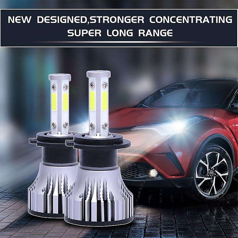 2Pcs H7 LED Headlight Bulbs Conversion Kit Car Headlamp 20000LM 6500K 100W Cool White Hi/Lo Beam 4 S
