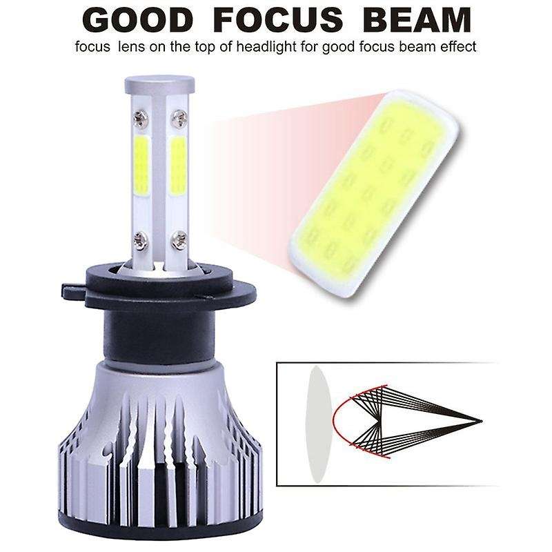 2Pcs H7 LED Headlight Bulbs Conversion Kit Car Headlamp 20000LM 6500K 100W Cool White Hi/Lo Beam 4 S