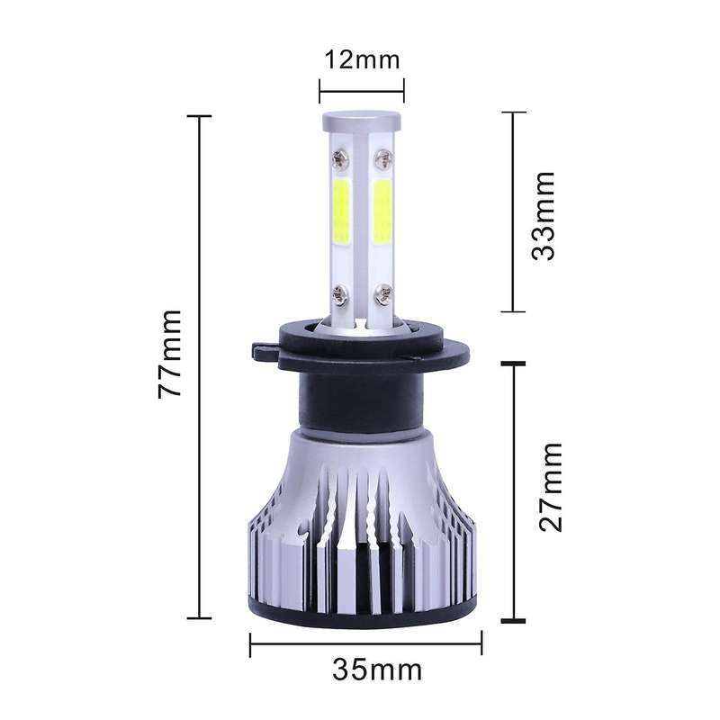 2Pcs H7 LED Headlight Bulbs Conversion Kit Car Headlamp 20000LM 6500K 100W Cool White Hi/Lo Beam 4 S
