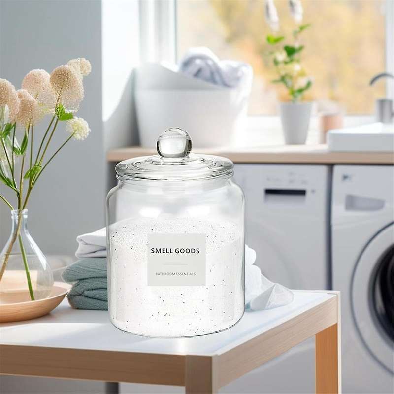 2pcs Half Gallon Glass Jars with Airtight Lids for Laundry Detergent, , Flour, (67 Oz), 24 Labels
