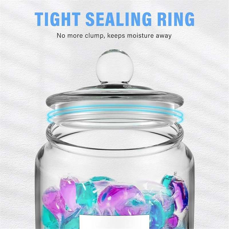 2pcs Half Gallon Glass Jars with Airtight Lids for Laundry Detergent, , Flour, (67 Oz), 24 Labels