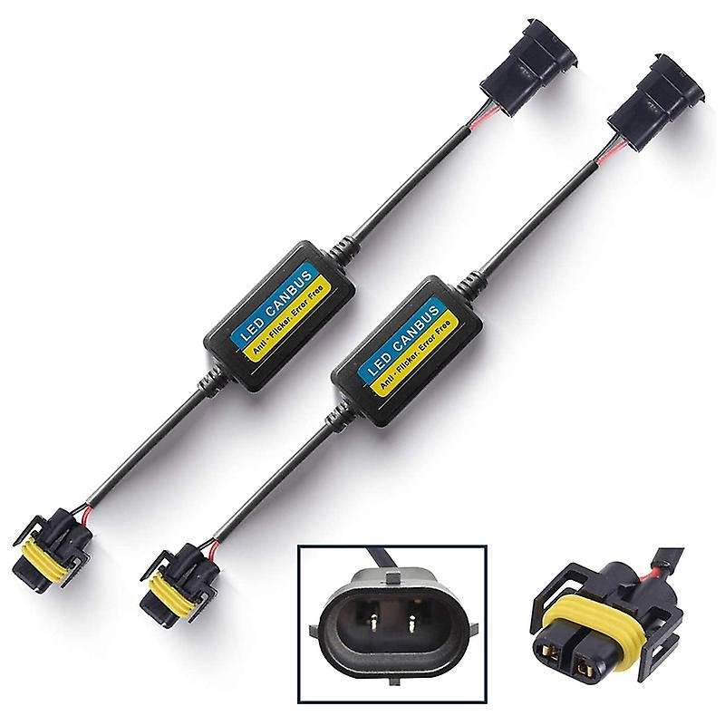 2Pcs H8 H9 H11 LED Conversion Kit Headlight Canbus Error Free Anti Flicker Capacitors Resistor Wirin