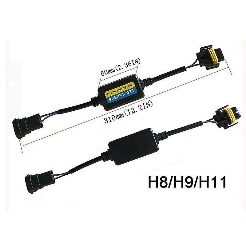 2Pcs H8 H9 H11 LED Conversion Kit Headlight Canbus Error Free Anti Flicker Capacitors Resistor Wirin