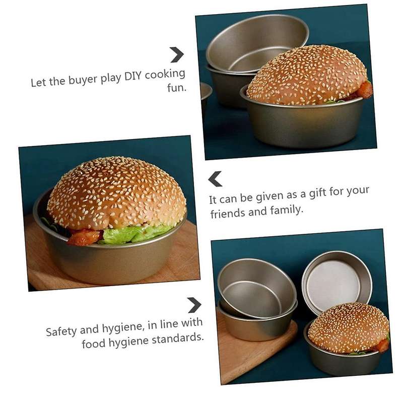 2pcs Hamburger Mold Circle Stencil Stainless Steel Saucepan Sphere Cake Pan Toaster Oven Pans Pizza