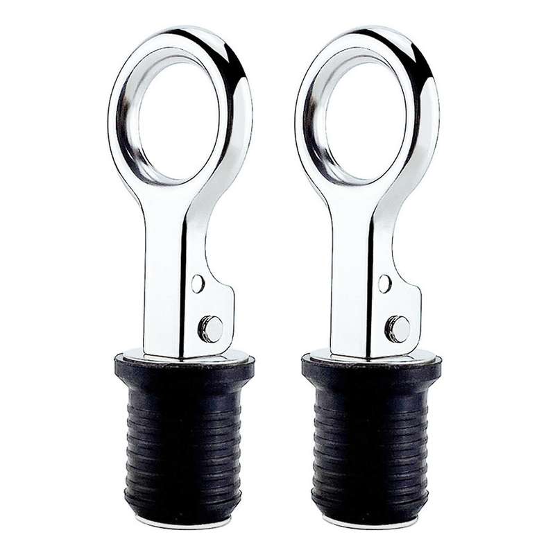 2Pcs Handle Rubber Drain Plug Snap Tight Flip Style Hull Livewell Bilge Transom Seawall Marine Boat
