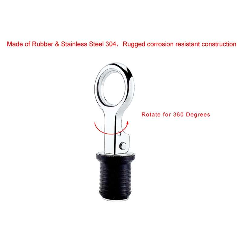 2Pcs Handle Rubber Drain Plug Snap Tight Flip Style Hull Livewell Bilge Transom Seawall Marine Boat