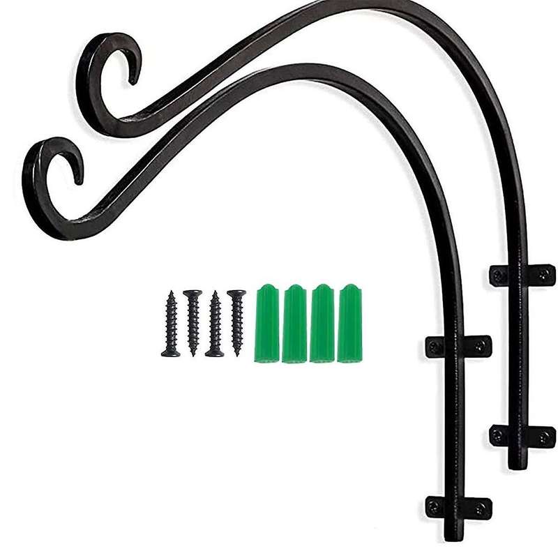 2PCS Heavy Duty Hanging Plant Bracket, 16Inch Outdoor Wall Curved Hanging Bracket for Hanging Flower