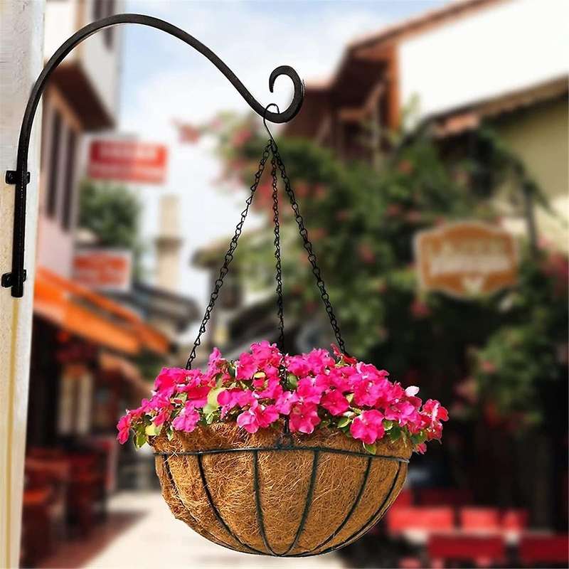 2PCS Heavy Duty Hanging Plant Bracket, 16Inch Outdoor Wall Curved Hanging Bracket for Hanging Flower