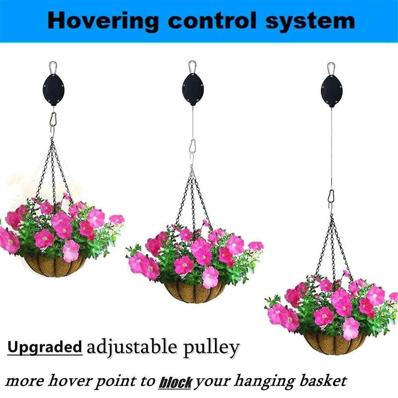 2Pcs Heavy Duty Retractable Plant Hanger Adjustable Plant Pulley Hook for Garden Flower Baskets and