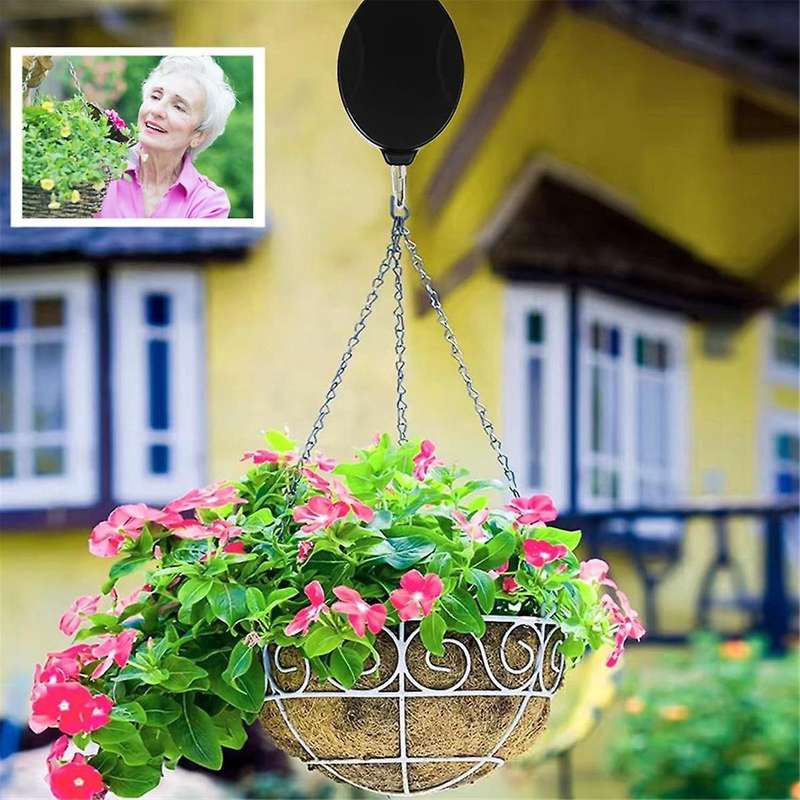 2Pcs Heavy Duty Retractable Plant Hanger Adjustable Plant Pulley Hook for Garden Flower Baskets and