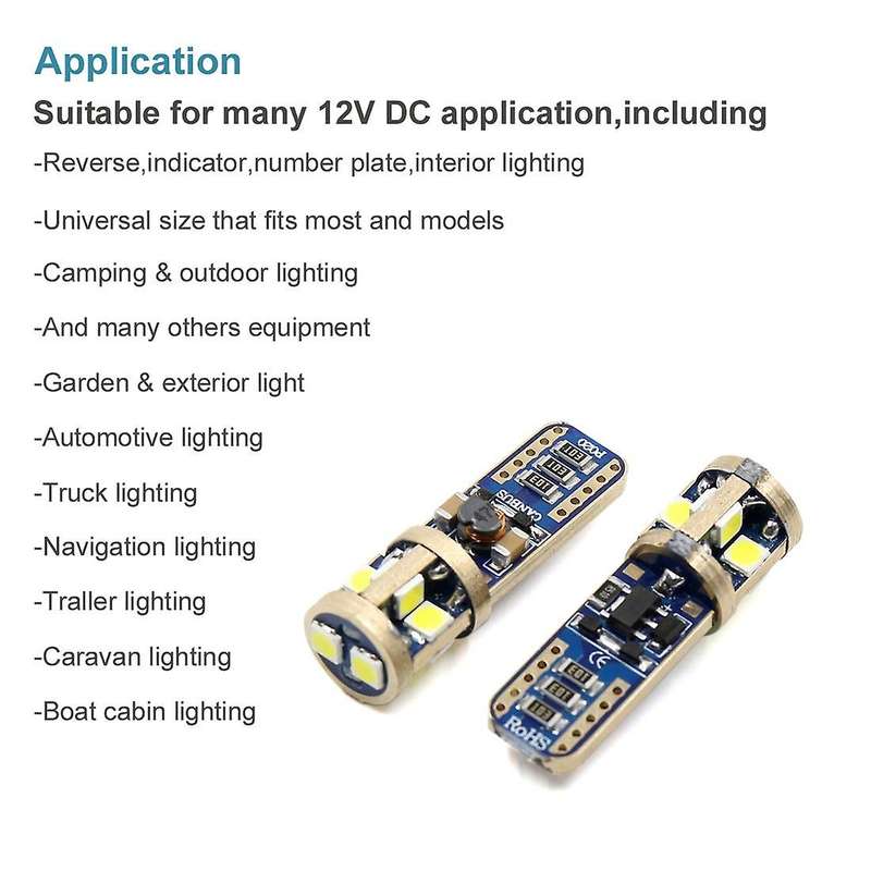 2Pcs High Power 5W 3030-Smd T10 912 T15 W5W Led Bulbs for Car Backup Reverse Lights