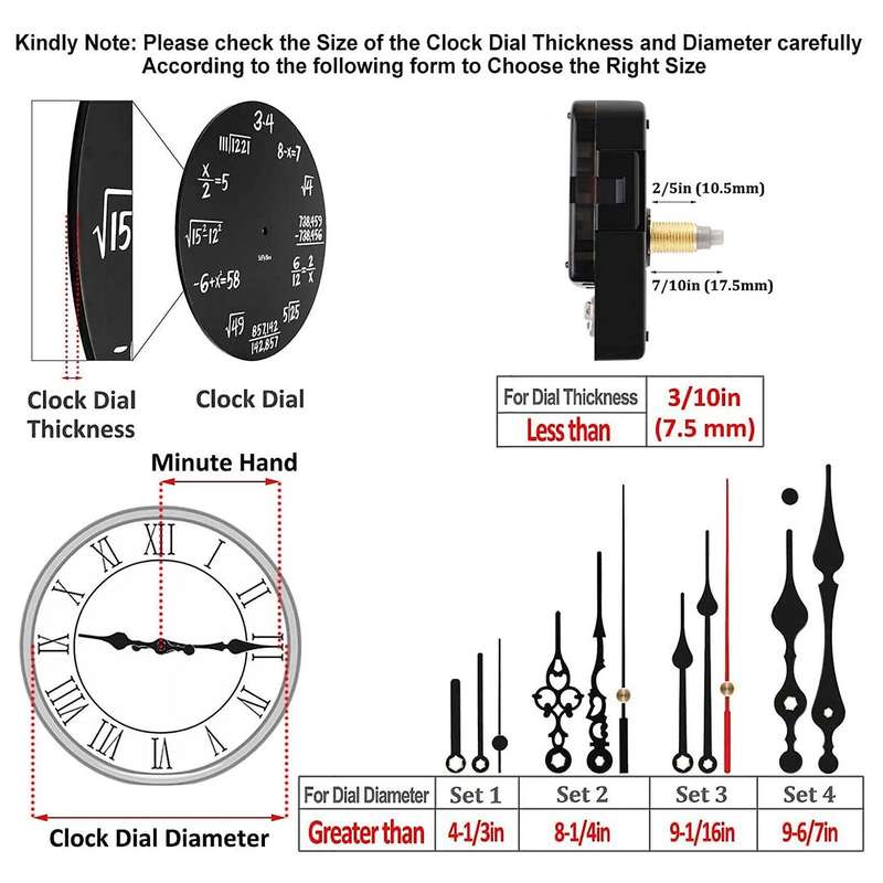 2Pcs High Torque Silent Clock Movement Mechanism with 4 Different Quartz Motor Kit Repair Parts Repl