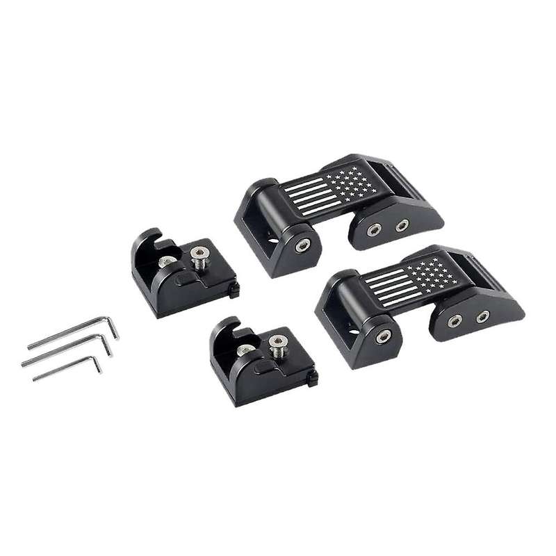 2PCS Hood Latches Catch Kit with U.S. Flag Style Black Aluminum for Wrangler JK JKU 2007-2018