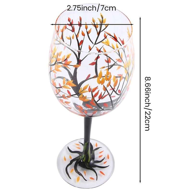 2pcs Hot-autumn Tree Wine Glass - Fall Colors - Leaves Of Red, Yellow, Orange - Hand Painted - Fall