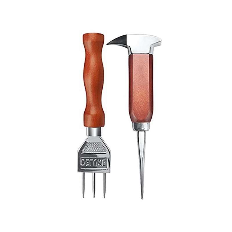 2pcs Ice Pick Set Ice Chippers with Wood Handle, Ice Crusher Ice Tong Perfect for Bars, Bartender. B