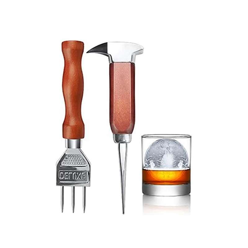 2pcs Ice Pick Set Ice Chippers with Wood Handle, Ice Crusher Ice Tong Perfect for Bars, Bartender. B