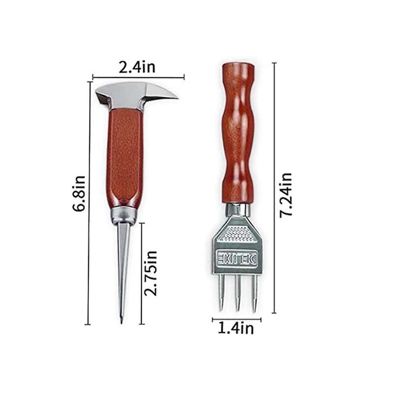 2pcs Ice Pick Set Ice Chippers with Wood Handle, Ice Crusher Ice Tong Perfect for Bars, Bartender. B