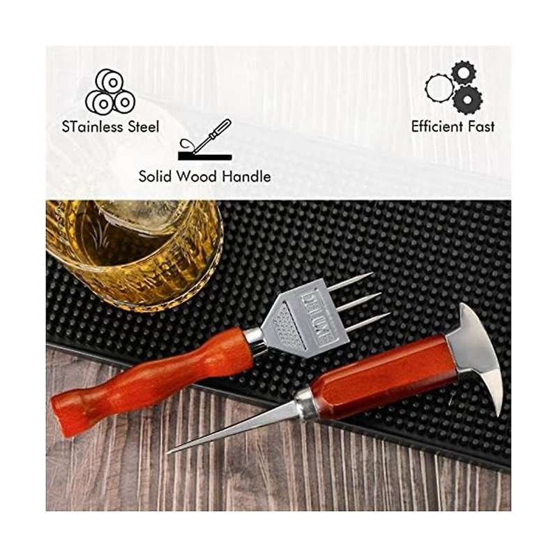 2pcs Ice Pick Set Ice Chippers with Wood Handle, Ice Crusher Ice Tong Perfect for Bars, Bartender. B