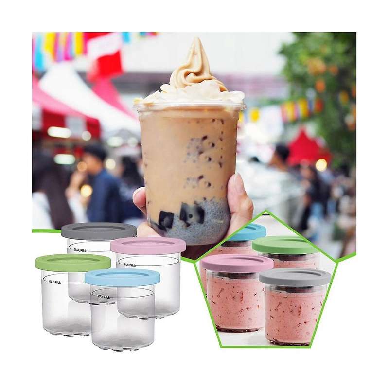 2pcs Ice Cream Pints for Ninja Cn301co Series Creami Pints Leak-proof Dessert Gelato Sorbet Homemad