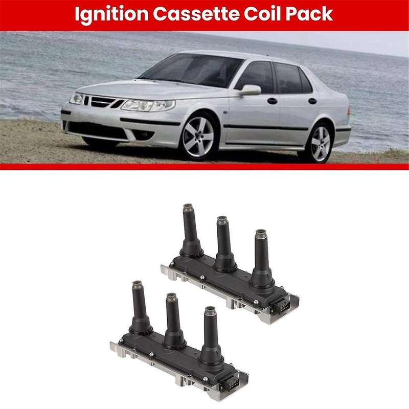 2PCS Ignition Cassette Coil Pack Fit for 95 9-5 3L V6t B308E YS3E 1999-2003 90490573 55561133 DC-114