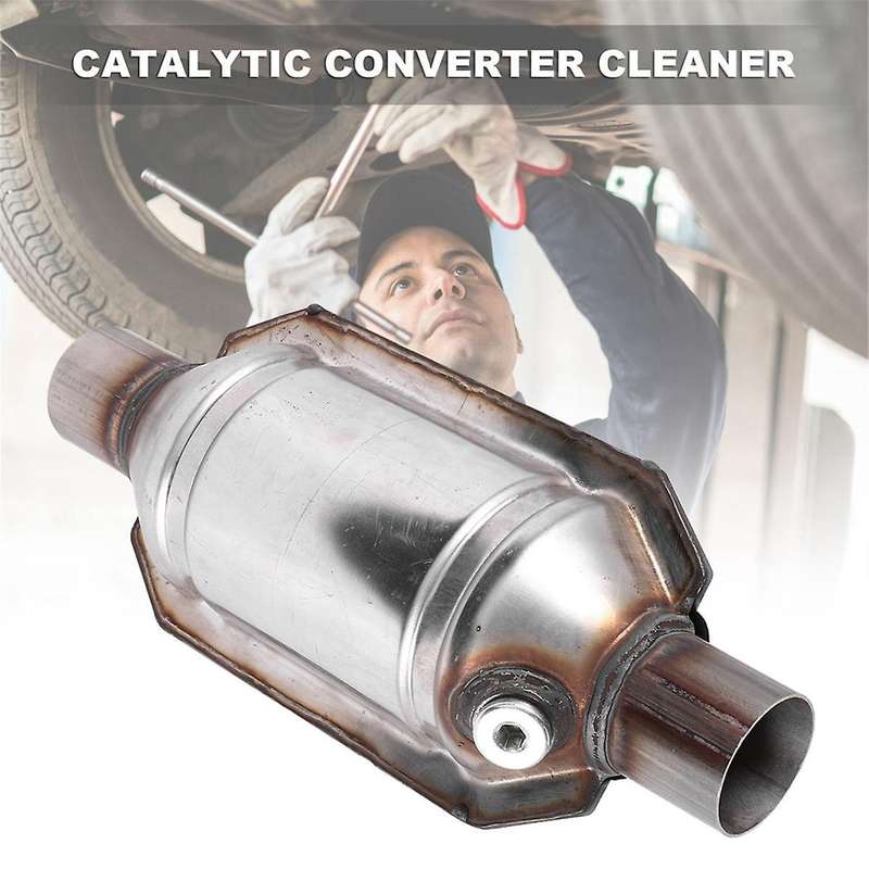 2pcs Inlet/outlet Universal Catalytic Converter,with O2 Port & Heat Shield 53004 Car Stainless Stee