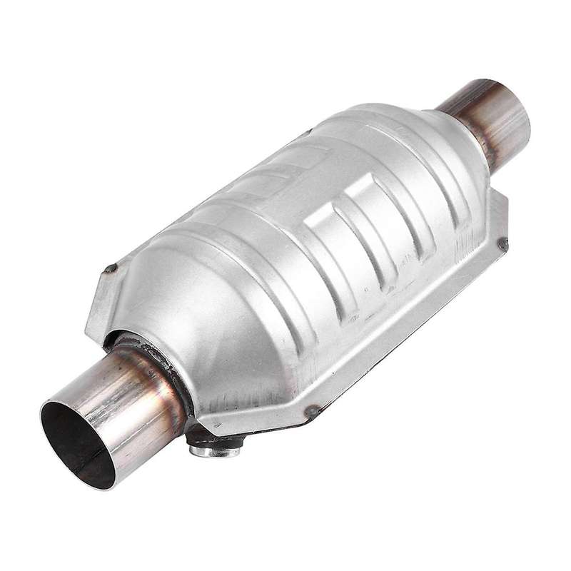 2pcs Inlet/outlet Universal Catalytic Converter,with O2 Port & Heat Shield 53004 Car Stainless Stee
