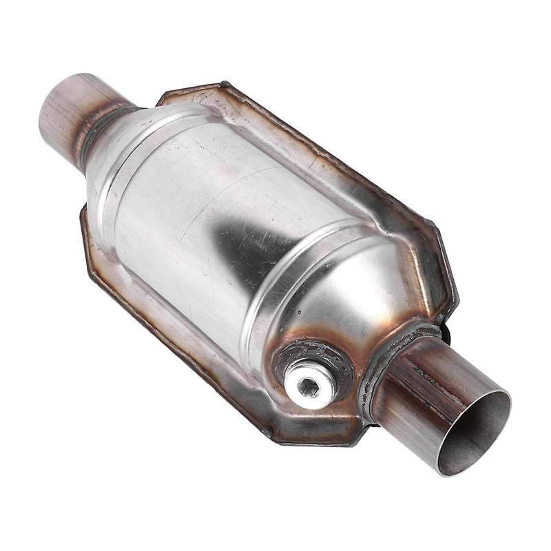2pcs Inlet/outlet Universal Catalytic Converter,with O2 Port & Heat Shield 53004 Car Stainless Steel