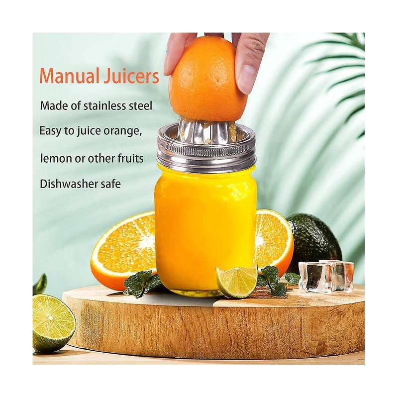 2PCS Jar Stainless Steel Juicer Lid Reamer for Mason Jar Lemon Juicer Manual Juicer Wide Mouth Cover