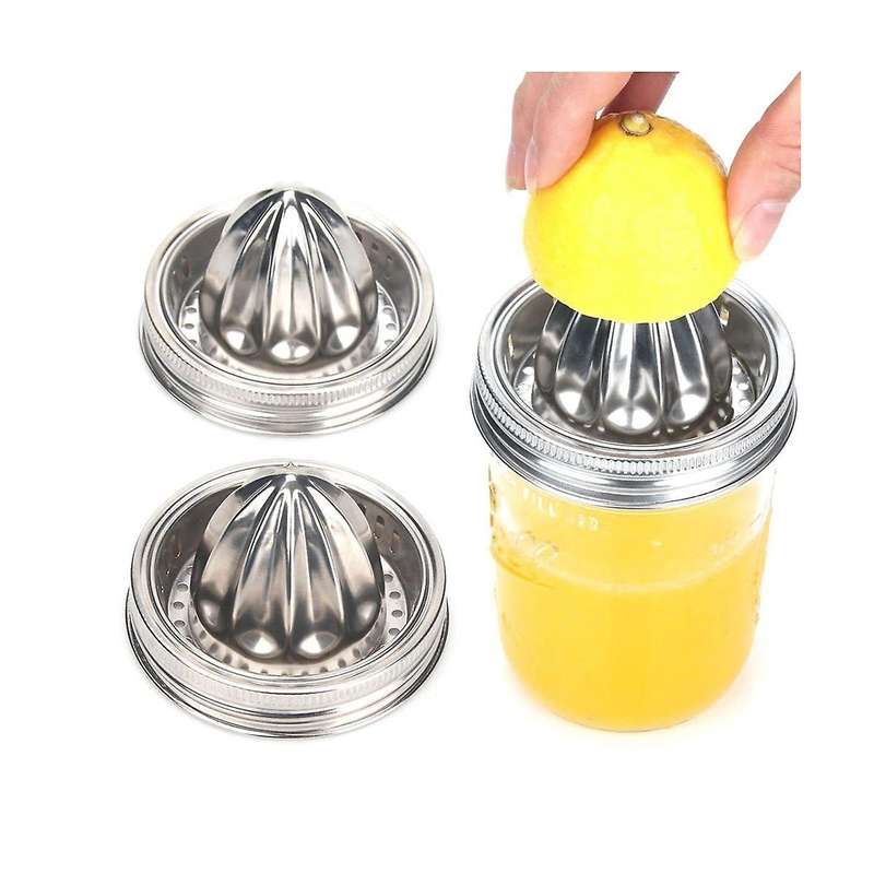 2PCS Jar Stainless Steel Juicer Lid Reamer for Mason Jar Lemon Juicer Manual Juicer Wide Mouth Cover