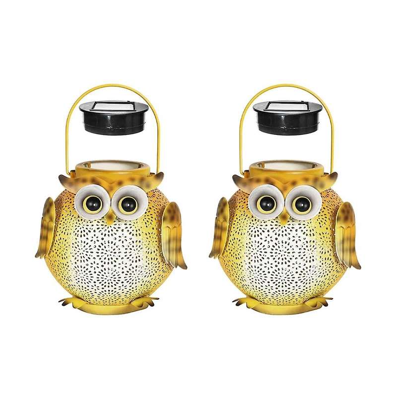 2Pcs Iron Art Solar Owl Ground Light Crafts Garden Lawn Outdoor Garden Decorative Lamp LED Solar Lig
