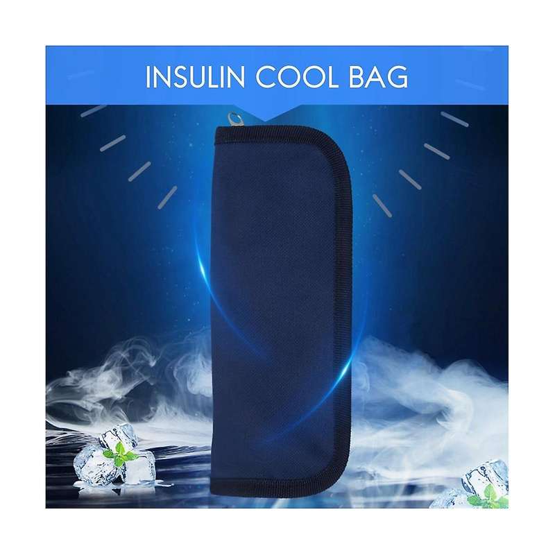 2PCS Insulin Cooler Travel Case Diabetic Medication Organizer Cooler Bag Navy Blue