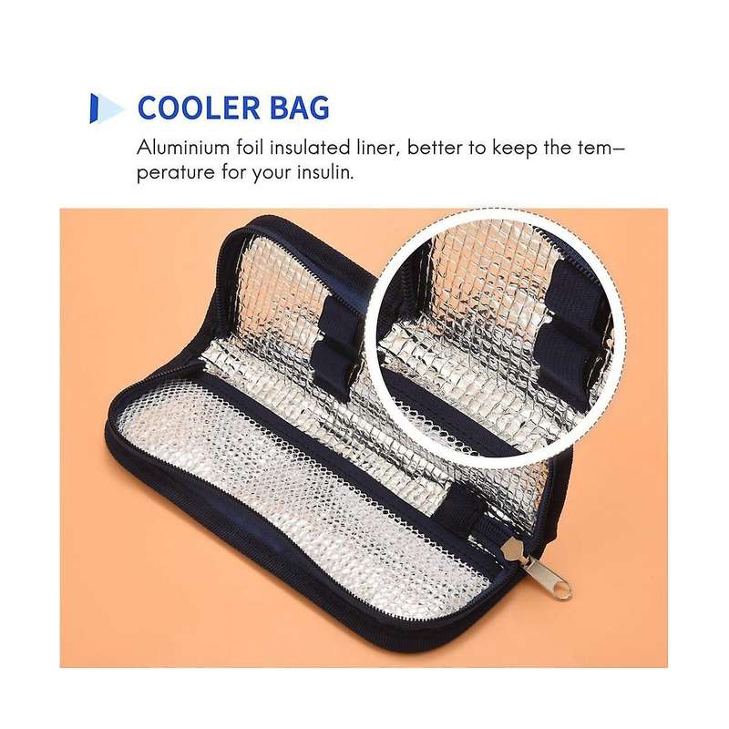 2PCS Insulin Cooler Travel Case Diabetic Medication Organizer Cooler Bag Navy Blue