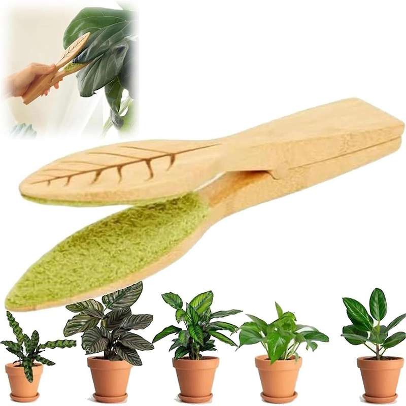2PCS Leaf Cleaning Tongs, Plant Leaf Cleaning Tongs, Plant Leaf Lint Cleaner with Wood Handle, Leaf