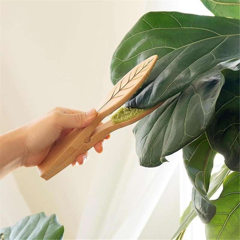 2PCS Leaf Cleaning Tongs, Plant Leaf Cleaning Tongs, Plant Leaf Lint Cleaner with Wood Handle, Leaf