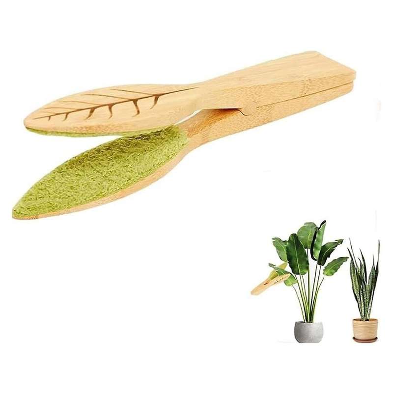 2PCS Leaf Cleaning Tongs, Plant Leaf Cleaning Tongs, Plant Leaf Lint Cleaner with Wood Handle, Leaf