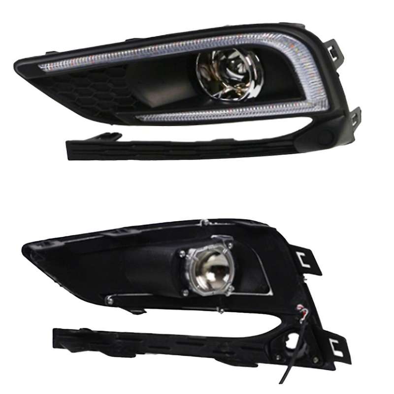 2Pcs LED Daytime Running Light Fog Lamp 12V DRL with Turn Signal and Night Blue Light for 2016 2017