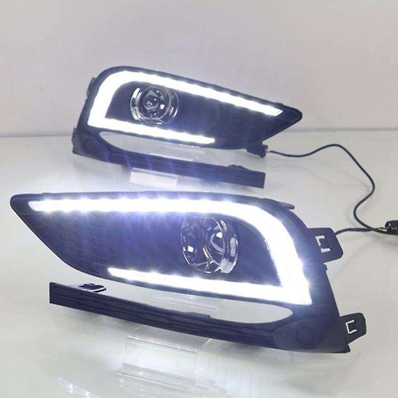 2Pcs LED Daytime Running Light Fog Lamp 12V DRL with Turn Signal and Night Blue Light for 2016 2017