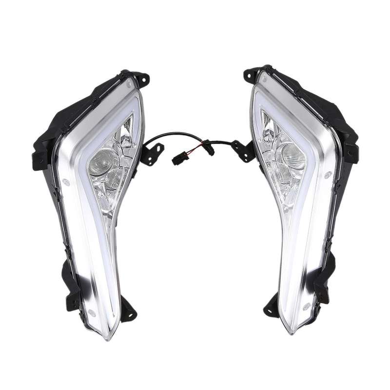 2Pcs LED DRL Fog Lamps Cover Daytime Running Light Daylight with Turn Signal Yellow for 2014 2015