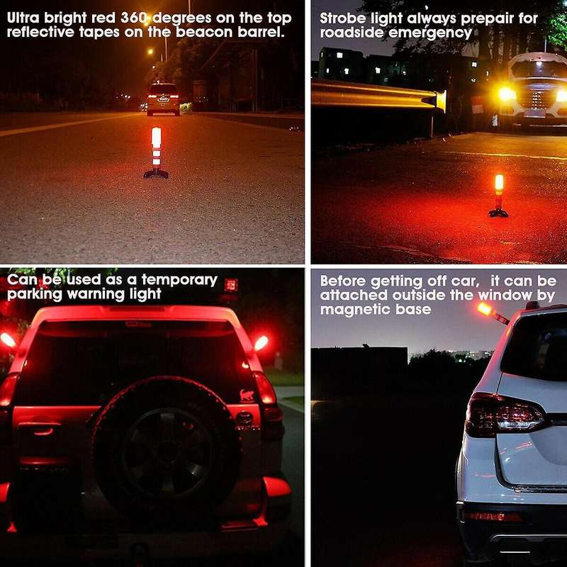 2pcs Led Emergency Road Flash Roadside Beacon Safety Strobe Warning