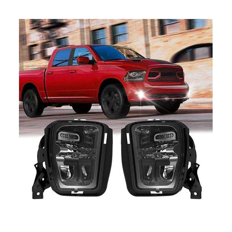 2PCS LED Fog Lights for Ram 1500 2013-2018 Front Bumper Fog Black 68104821AC, 68104820AC