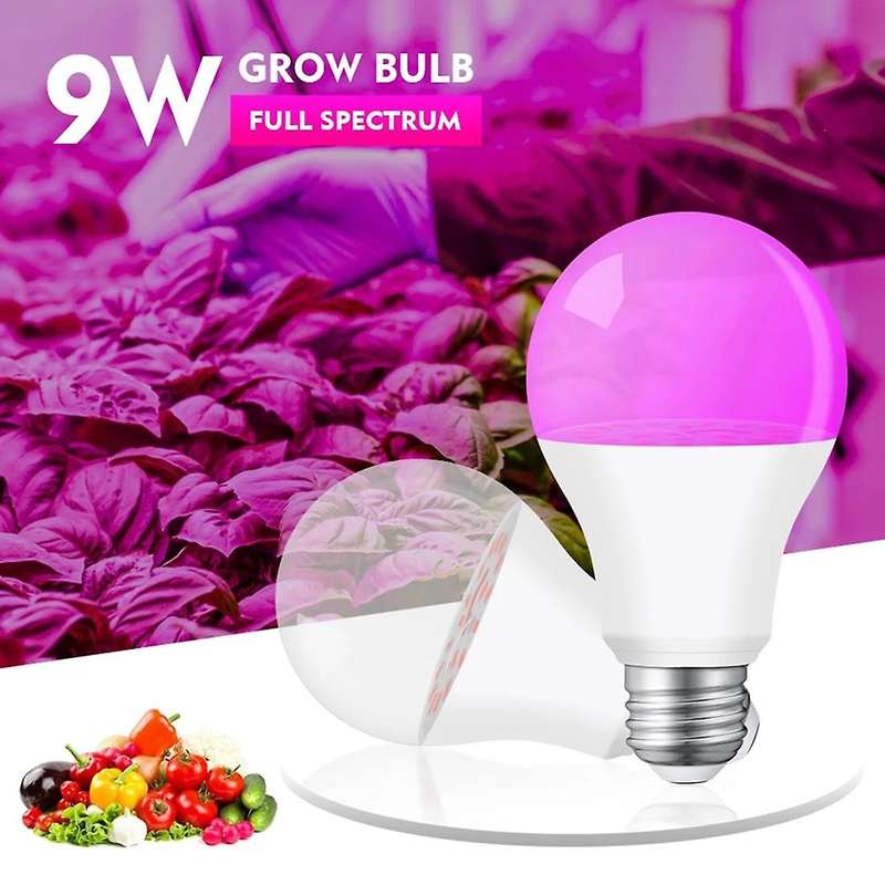 2Pcs LED Grow Light Bulb 18LED Full Spectrum 9W E27 Growing Bulbs for Indoor Hydroponics Flowers Pla
