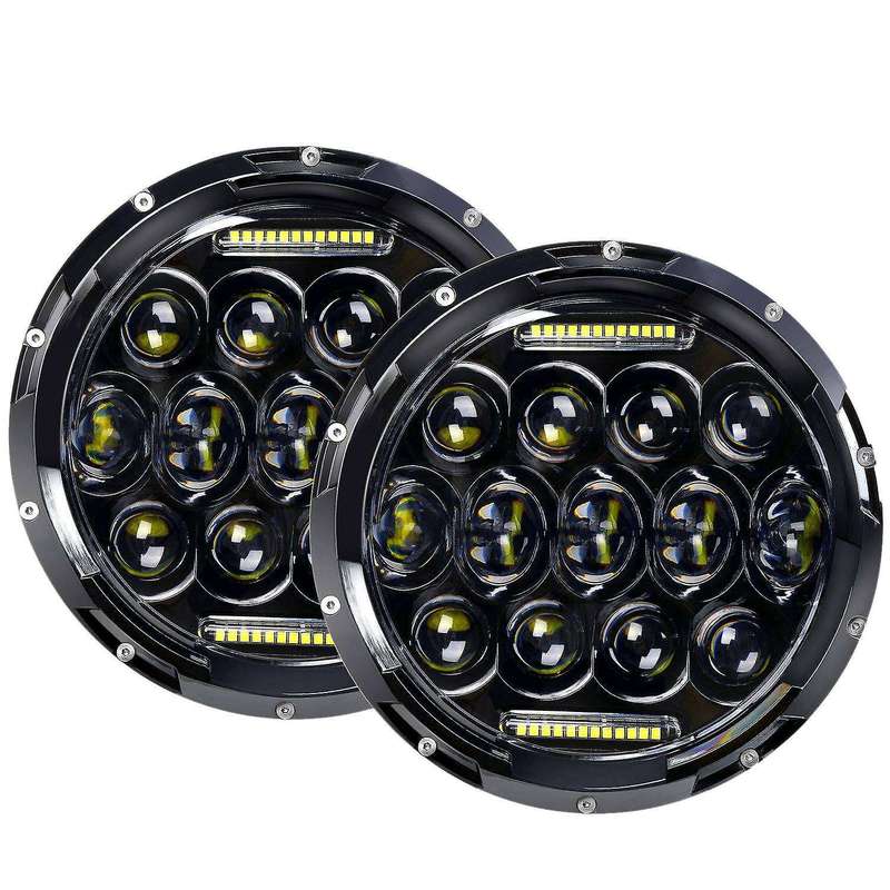 2PCS LED Headlight for 7inch 75W Round LED head light lamp with Daytime Running Light DRL High Low B