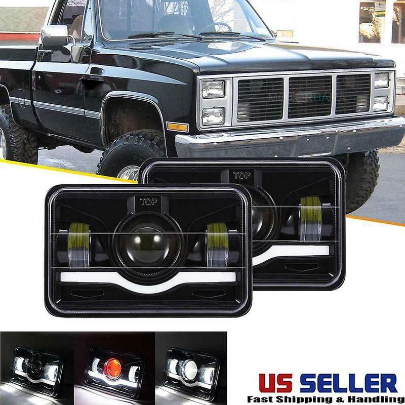 2PCS LED Headlights Hi/Lo Beam with DRL Square Work Lights Roof Light for /Off-Road/ATV/Truck, HL06-