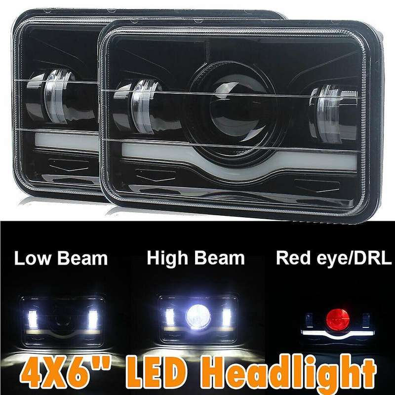 2PCS LED Headlights Hi/Lo Beam with DRL Square Work Lights Roof Light for /Off-Road/ATV/Truck, HL06-