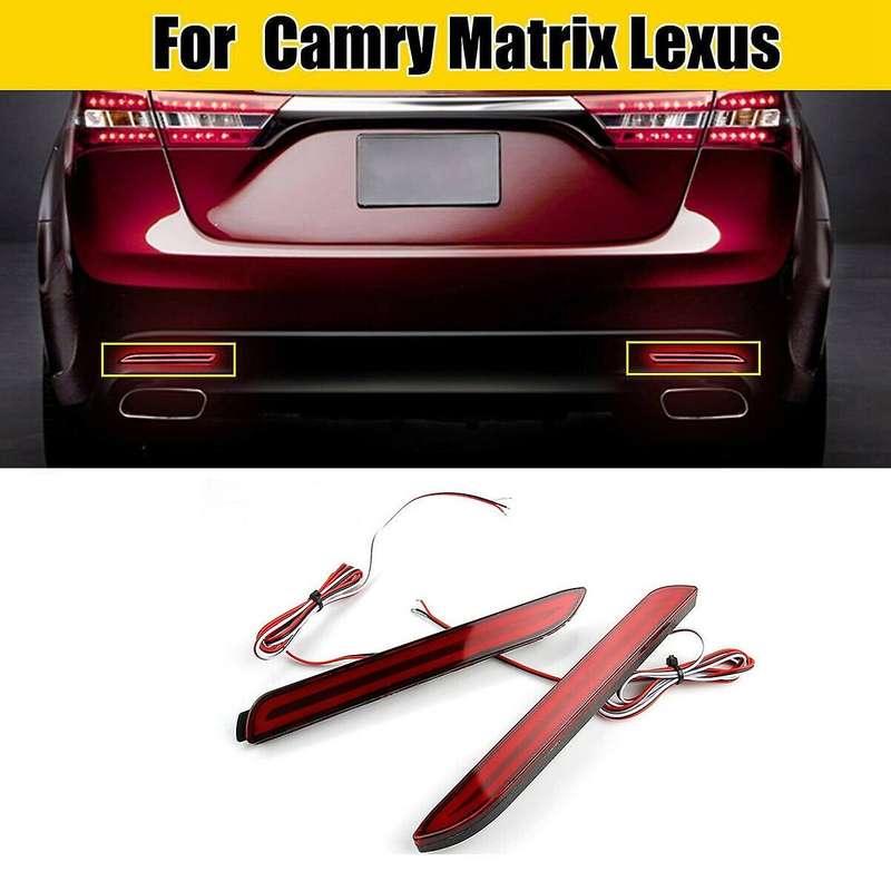 2Pcs LED Rear Bumper Reflector Driving Brake Light Fit for Sienna Venza